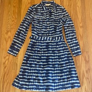 Tory Burch Navy and White Striped Dress